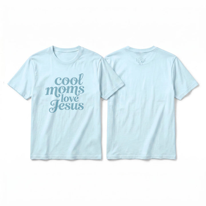 Christianartworkshop "Cool Moms Love Jesus" Front & Back Print Premium Short Sleeve T-Shirt - Blue - 2XL - image 10