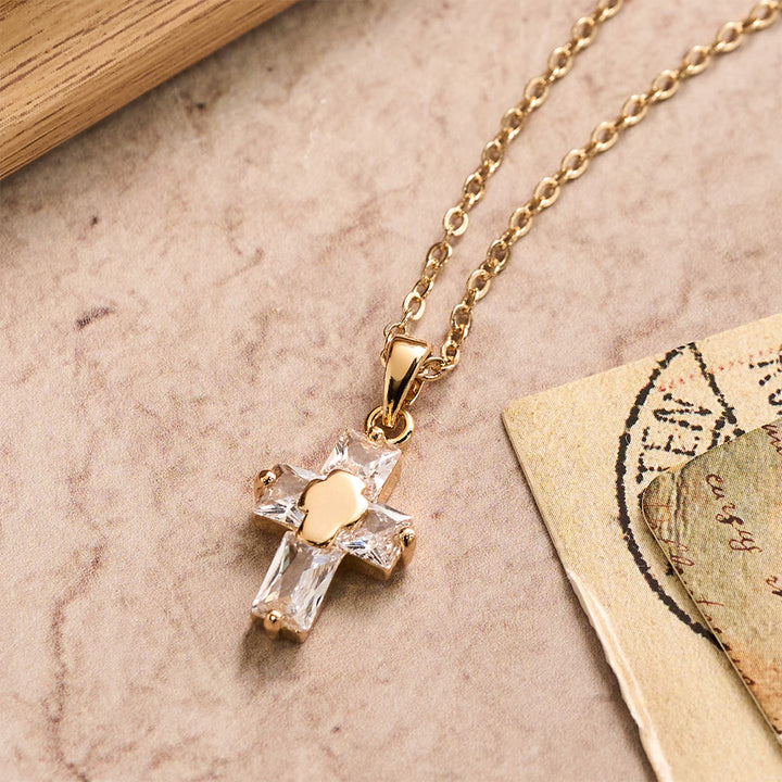 Christianartworkshop Zircon-Encrusted Cross Pendant Necklace with Polished Center Inlay: A Symbol of Radiant Sacred Grace & Steadfast Faith - image 2