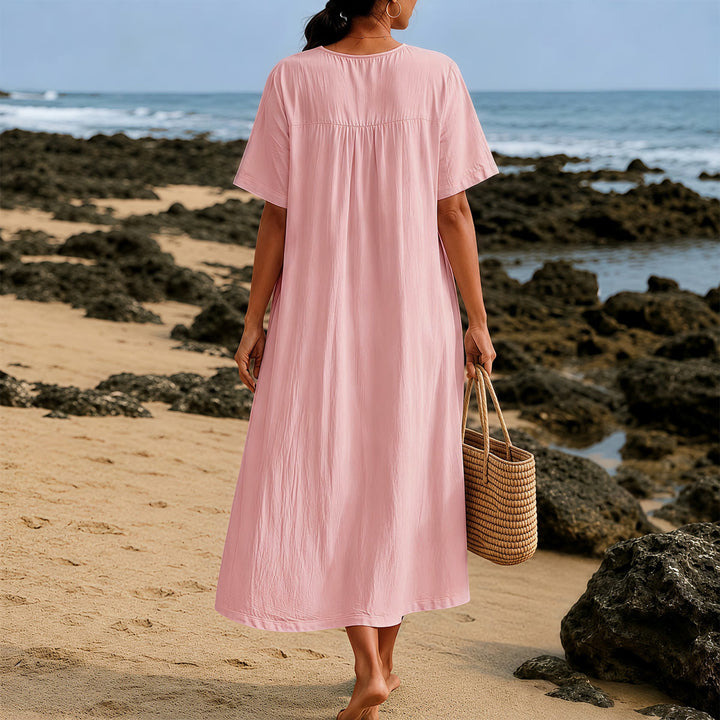Christianartworkshop "I'm A Project That Keeps Jesus Busy" Bow Detail V-Neck Short Sleeve Midi Dress - image 7