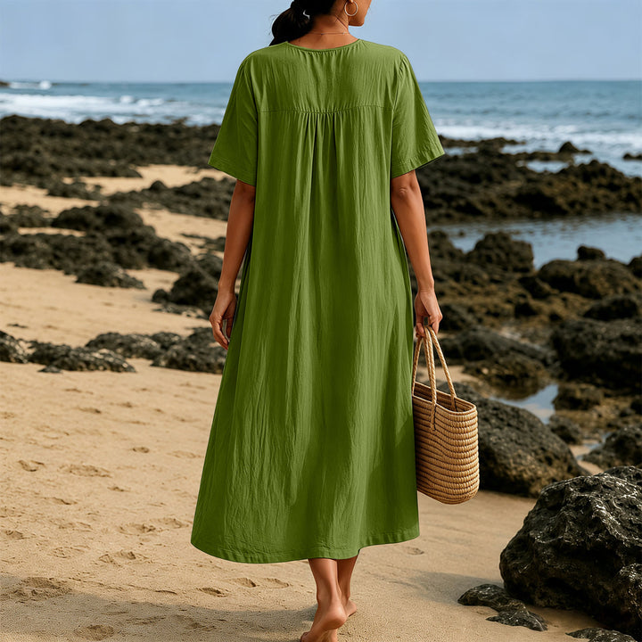 Christianartworkshop "Love Them Anyway" Matthew 5:44 Heart Leaf Print V-Neck Short Sleeve Midi Dress - image 7