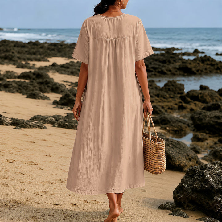 Christianartworkshop "Love Them Anyway" Matthew 5:44 Heart Leaf Print V-Neck Short Sleeve Midi Dress - image 23