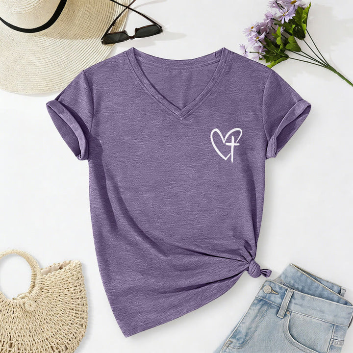 Christianartworkshop "Jesus Has My Back" Front & Back Print Casual V-neck T-shirt - image 56