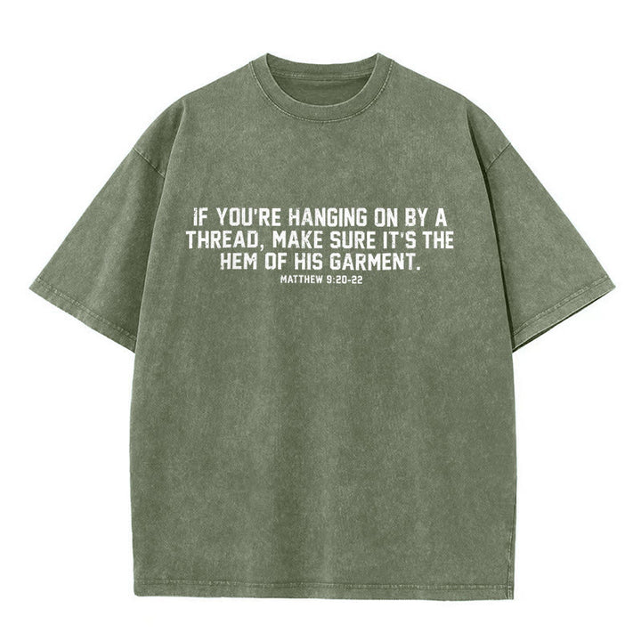Christianartworkshop Matthew 9:20-22 Scripture Statement Washed Unisex T-Shirt - Army Green - 5XL - image 1