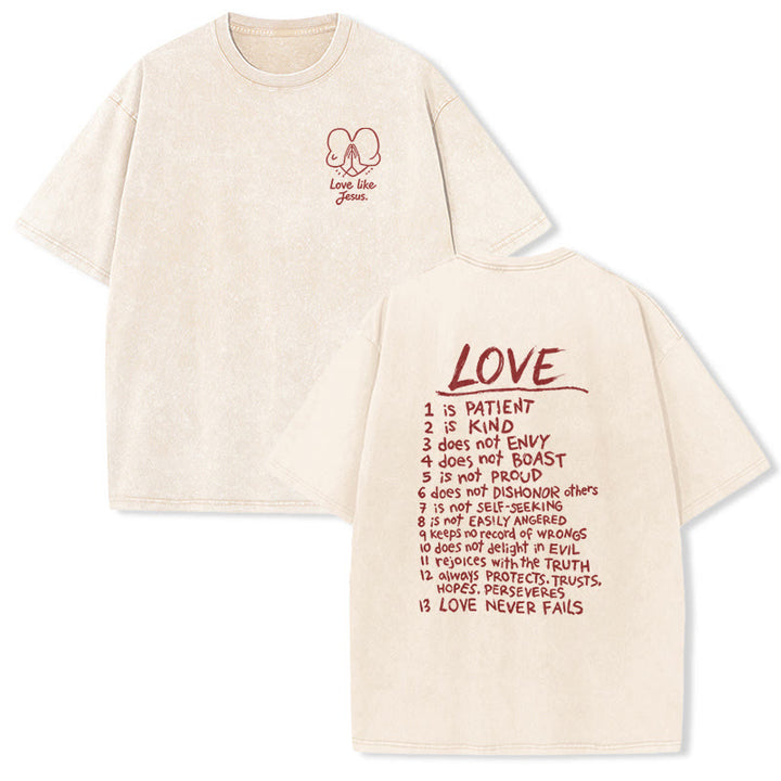 Christianartworkshop "Love Like Jesus" 1 Corinthians 13 Verse Washed Unisex T-Shirt - Beige - 5XL - image 6