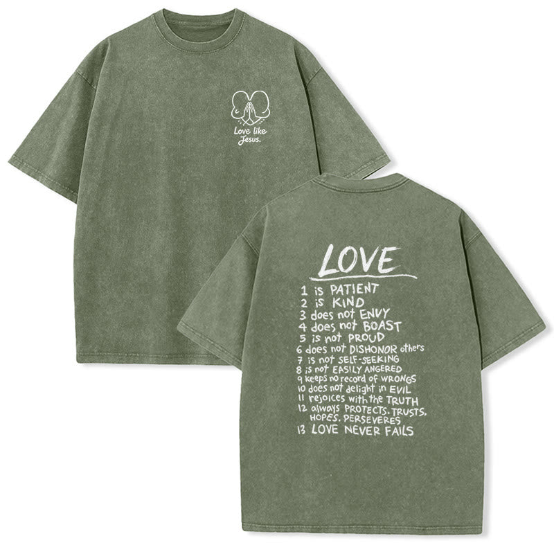 Christianartworkshop "Love Like Jesus" 1 Corinthians 13 Verse Washed Unisex T-Shirt - Army Green - 5XL - image 9
