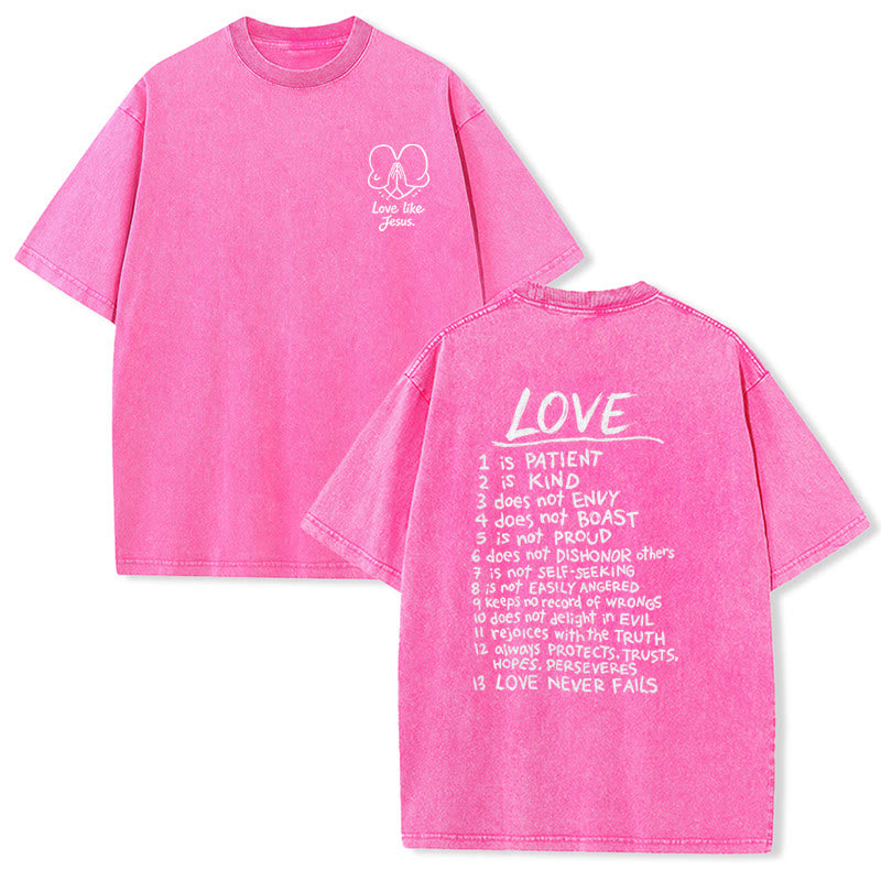 Christianartworkshop "Love Like Jesus" 1 Corinthians 13 Verse Washed Unisex T-Shirt - Pink - 5XL - image 15