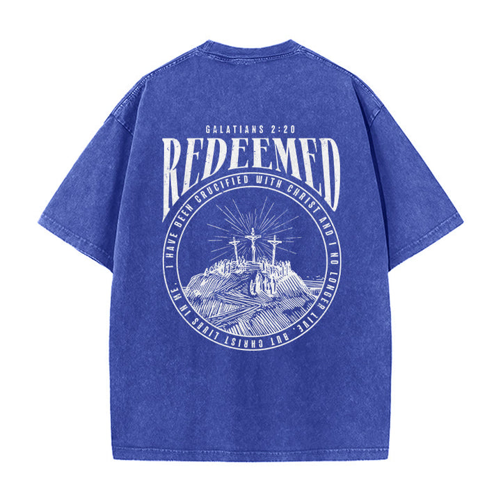 Christianartworkshop "Redeemed" Galatians 2:20 Front & Back Print Washed Unisex T-Shirt - image 24