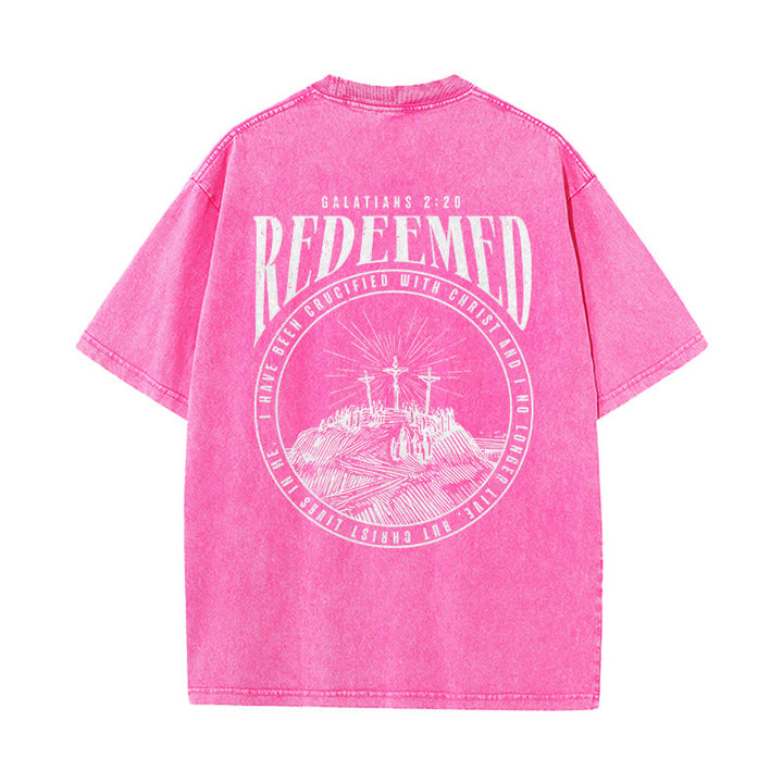 Christianartworkshop "Redeemed" Galatians 2:20 Front & Back Print Washed Unisex T-Shirt - image 18