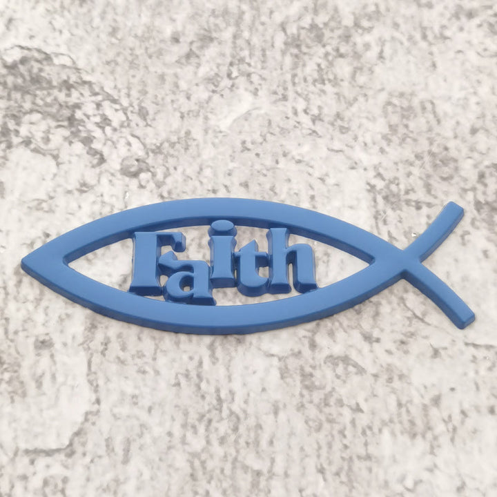 Christianartworkshop Ichthys Fish Outline Raised Faith Letter Car Sticker: A Symbol of Unwavering Conviction & Road Protection - Blue - image 8