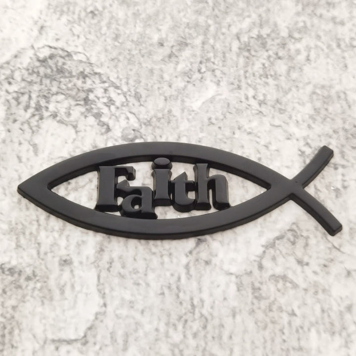 Christianartworkshop Ichthys Fish Outline Raised Faith Letter Car Sticker: A Symbol of Unwavering Conviction & Road Protection - Black - image 3