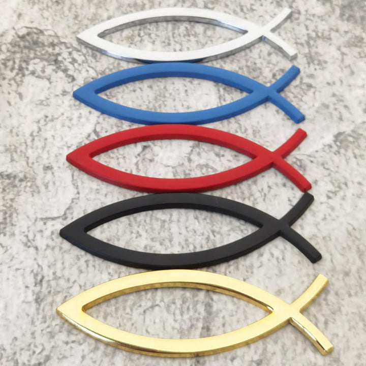 Christianartworkshop Minimalist Hollow Ichthys Fish Outline Car Sticker: A Symbol of Abiding Faith & Roadside Divine Protection - Set of 5 Colors - image 3