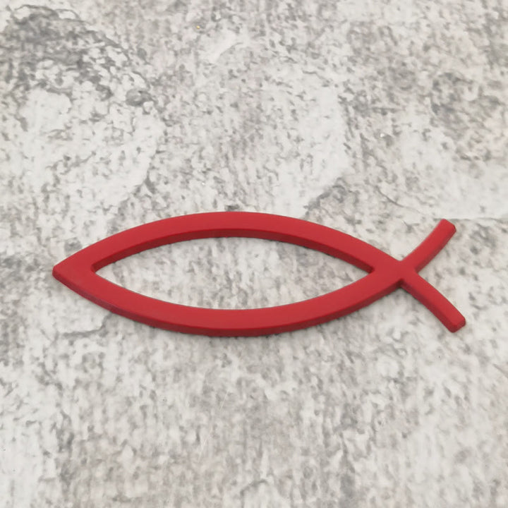Christianartworkshop Minimalist Hollow Ichthys Fish Outline Car Sticker: A Symbol of Abiding Faith & Roadside Divine Protection - Red - image 5