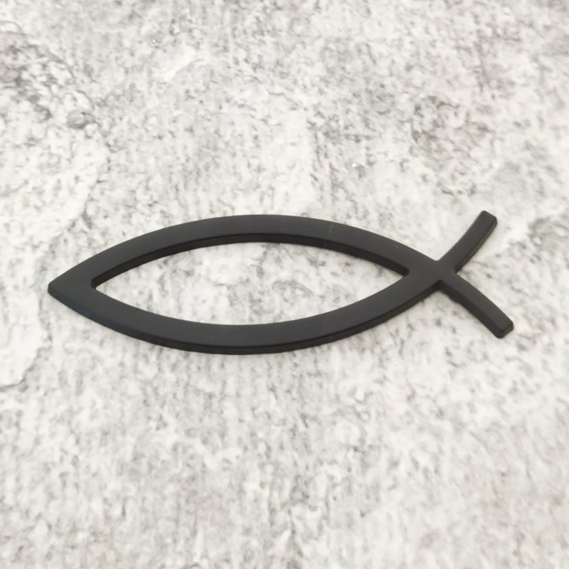 Christianartworkshop Minimalist Hollow Ichthys Fish Outline Car Sticker: A Symbol of Abiding Faith & Roadside Divine Protection - Black - image 6