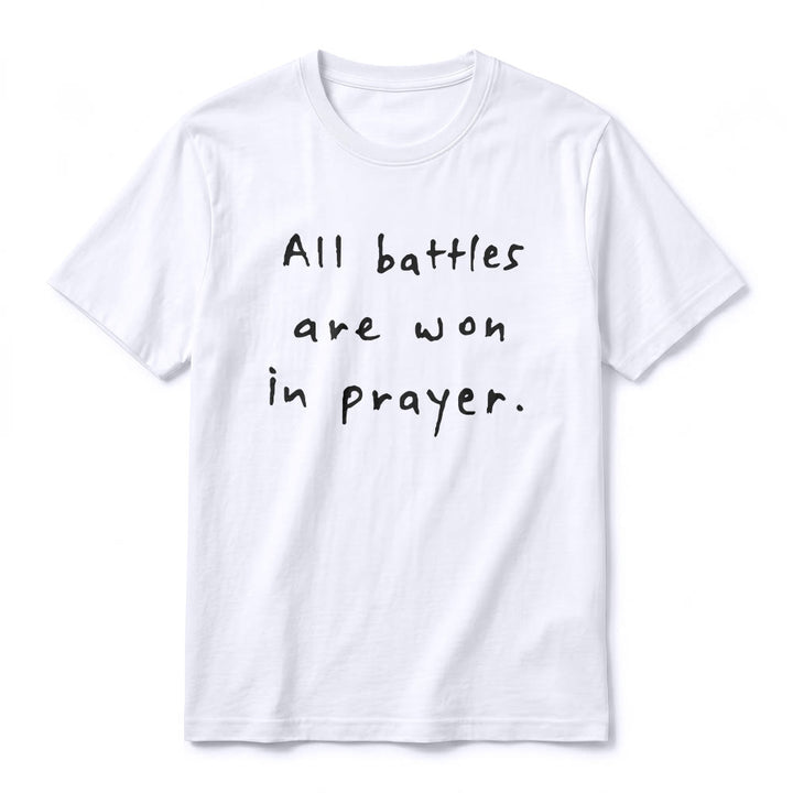 Christianartworkshop All Battles Are Won In Prayer Faith Affirmation Premium Short Sleeve T-Shirt - image 5