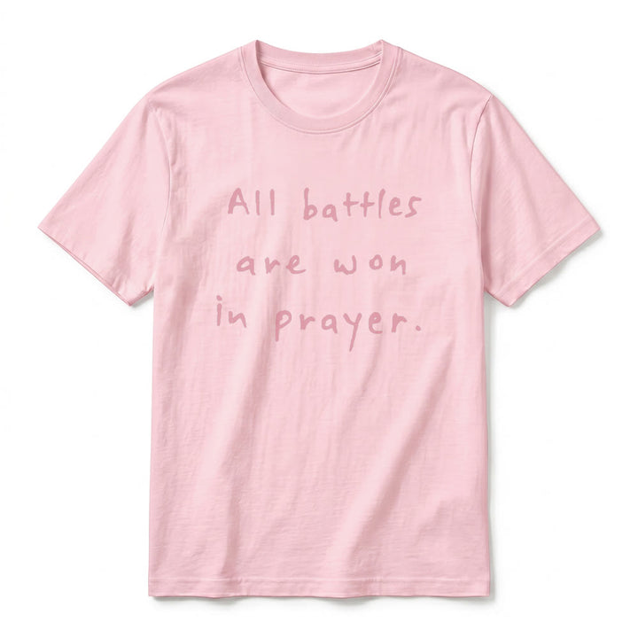 Christianartworkshop All Battles Are Won In Prayer Faith Affirmation Premium Short Sleeve T-Shirt - image 26