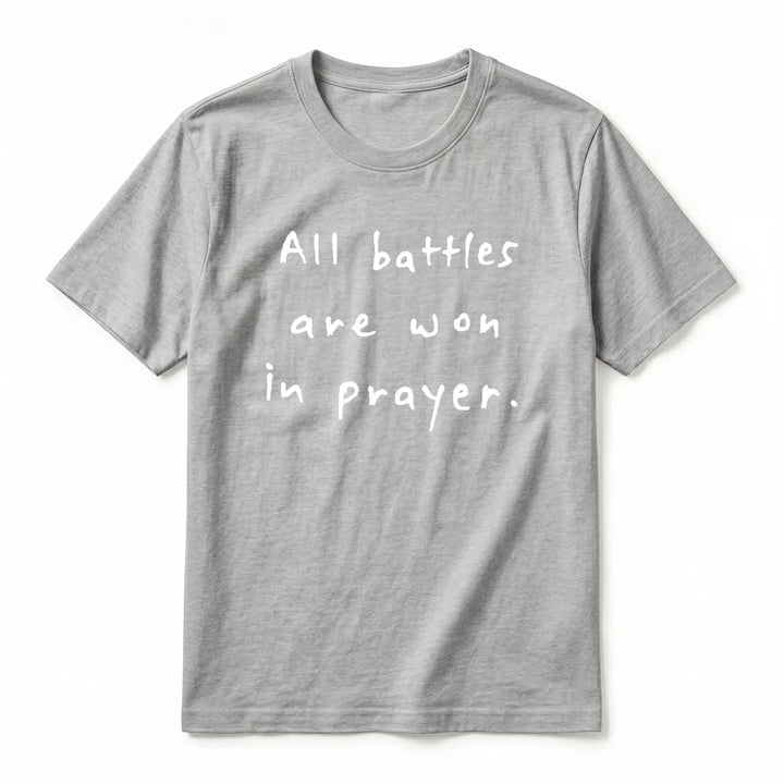 Christianartworkshop All Battles Are Won In Prayer Faith Affirmation Premium Short Sleeve T-Shirt - image 8