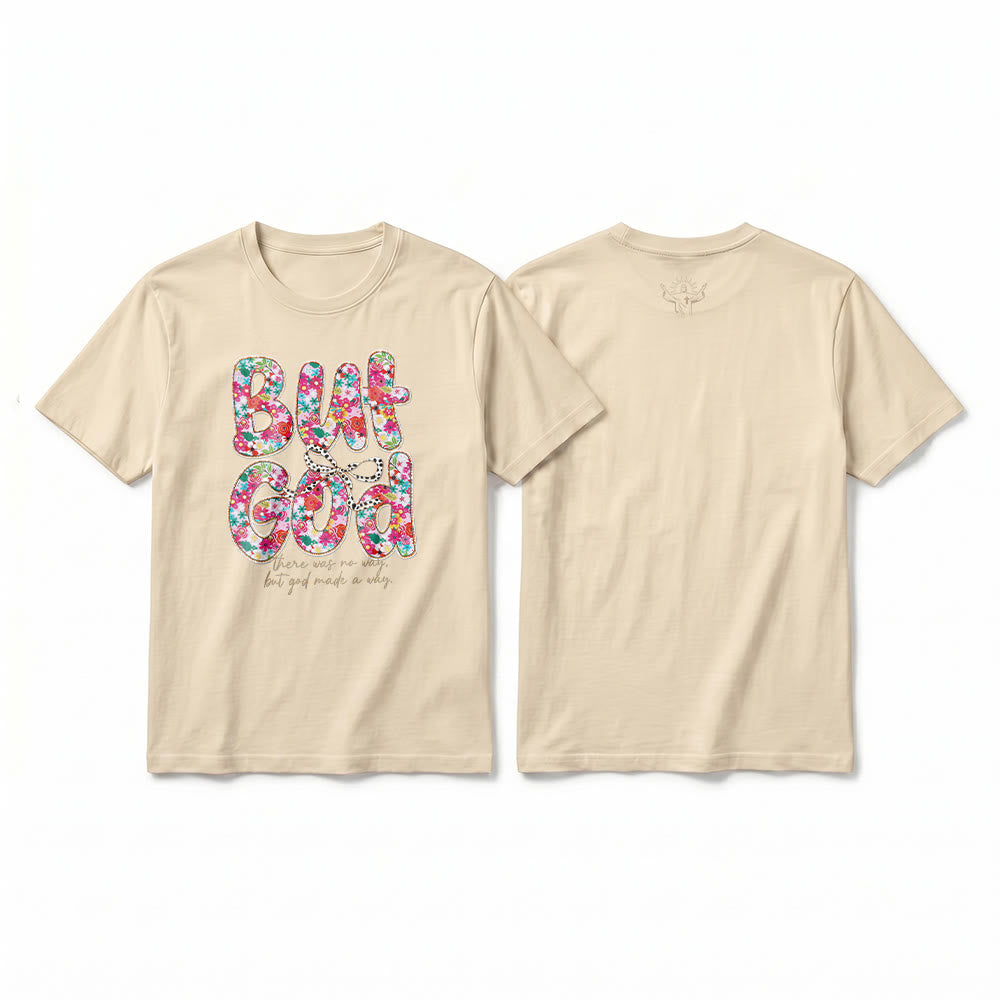 Christianartworkshop "But God Made a Way" Floral Letter Premium Short Sleeve T-Shirt - Beige - 2XL - image 1