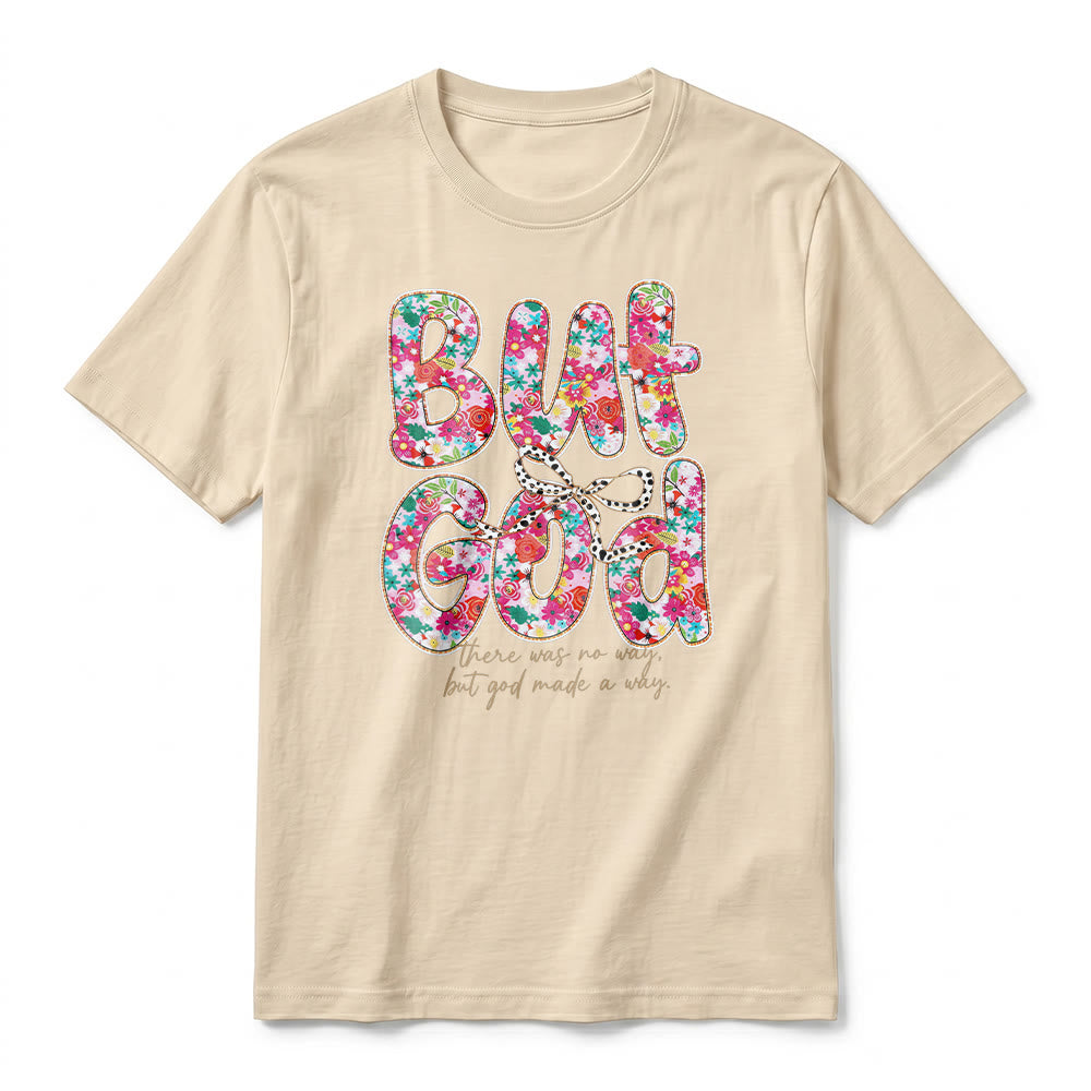 Christianartworkshop "But God Made a Way" Floral Letter Premium Short Sleeve T-Shirt - image 2