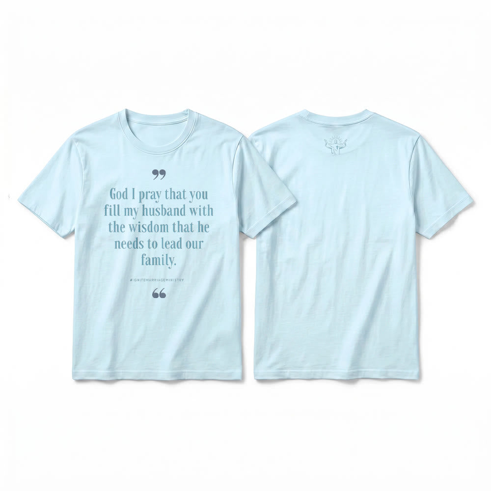 Christianartworkshop "God I Pray That You Fill My Husband With Wisdom" Premium Short Sleeve T-Shirt - Blue - 2XL - image 1