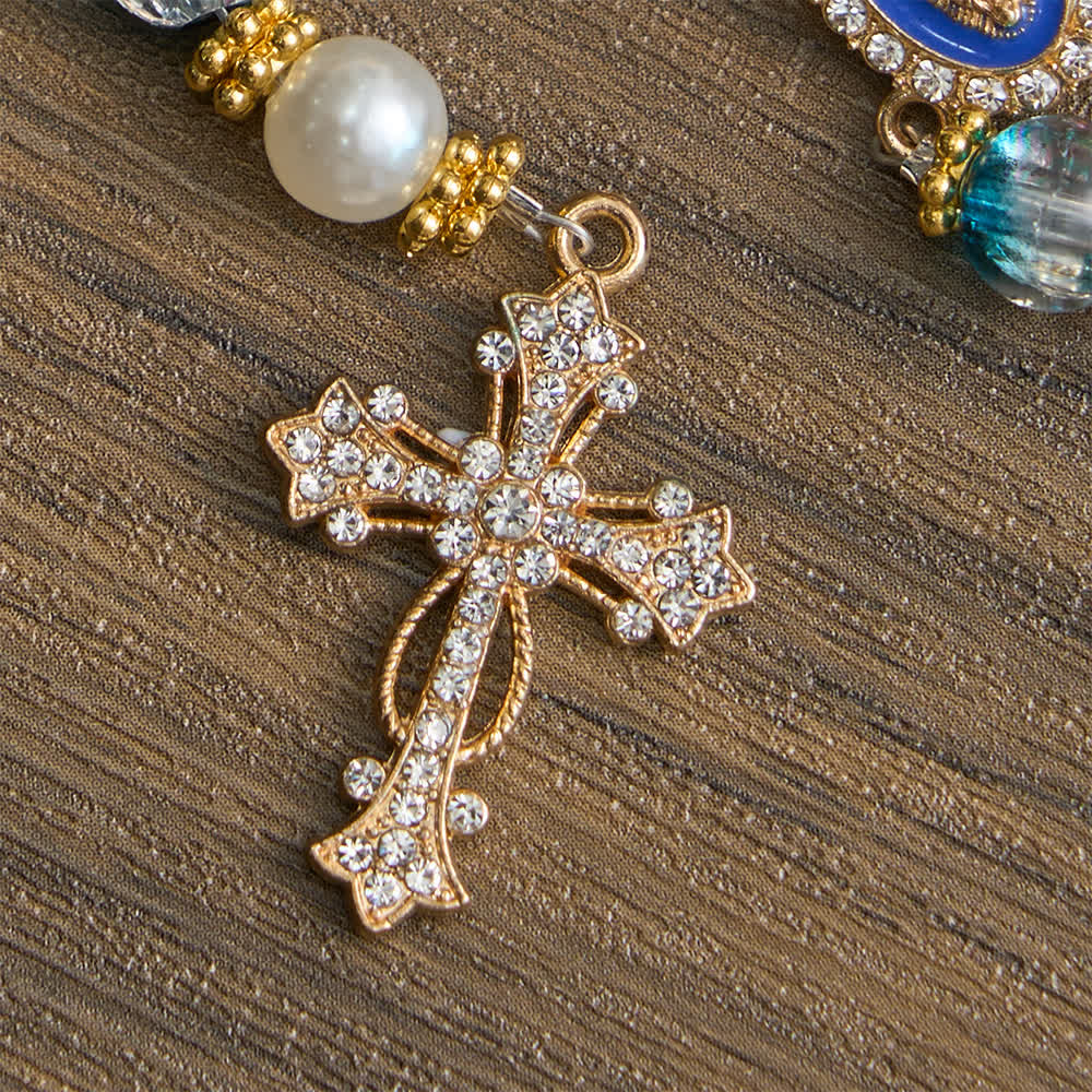 Christianartworkshop Blue Crackle Glass Bead Rosary for Daily Marian Devotion - image 6