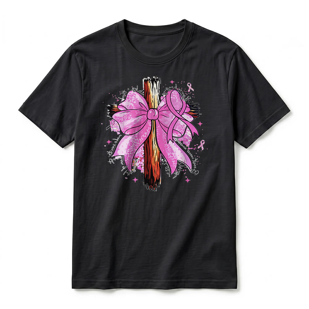 Christianartworkshop Cross with Ribbon & Bow Premium Short Sleeve T-Shirt - image 11