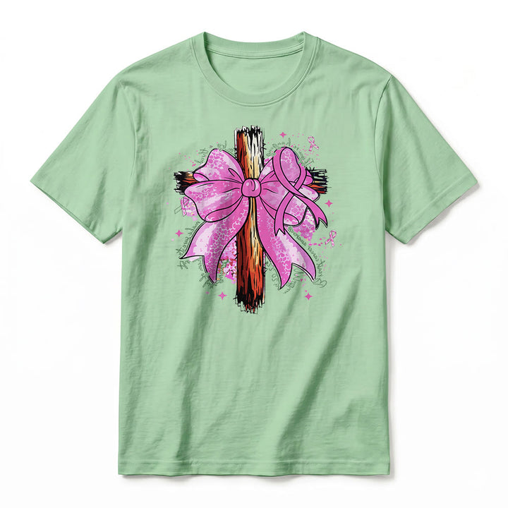 Christianartworkshop Cross with Ribbon & Bow Premium Short Sleeve T-Shirt - image 23