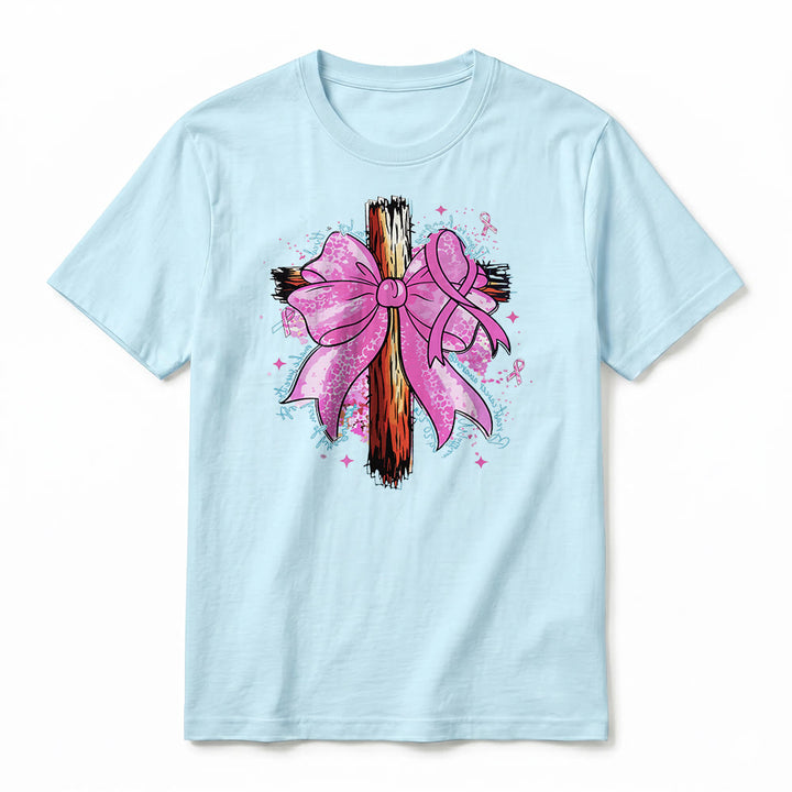 Christianartworkshop Cross with Ribbon & Bow Premium Short Sleeve T-Shirt - image 5