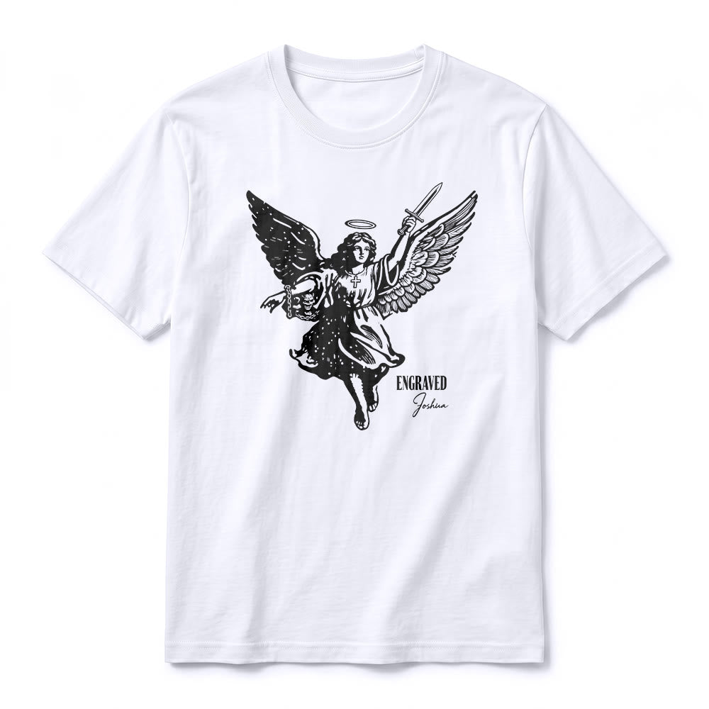 Christianartworkshop "Engraved Joshua" Warrior Angel Premium Short Sleeve T-Shirt - image 2