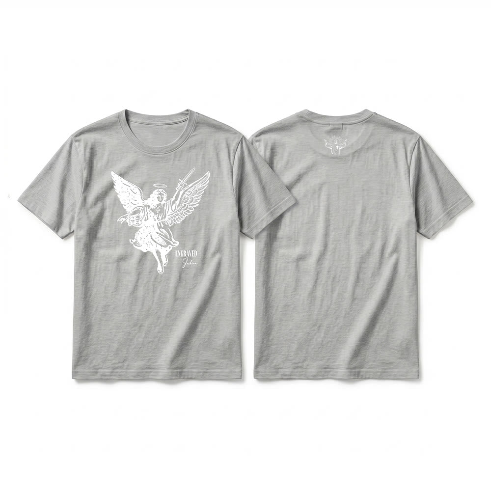 Christianartworkshop "Engraved Joshua" Warrior Angel Premium Short Sleeve T-Shirt - Grey - 2XL - image 19