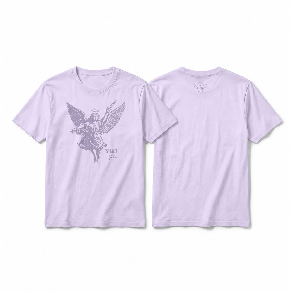 Christianartworkshop "Engraved Joshua" Warrior Angel Premium Short Sleeve T-Shirt - Purple - 2XL - image 16