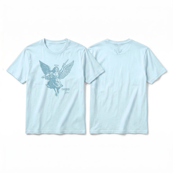 Christianartworkshop "Engraved Joshua" Warrior Angel Premium Short Sleeve T-Shirt - Blue - 2XL - image 7