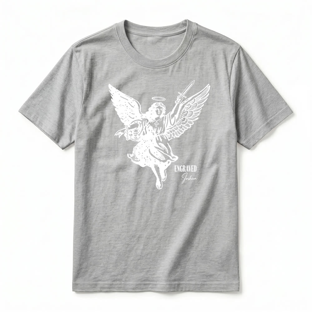 Christianartworkshop "Engraved Joshua" Warrior Angel Premium Short Sleeve T-Shirt - image 20