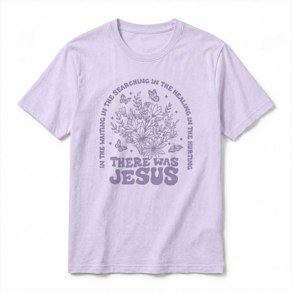 Christianartworkshop "There Was Jesus" Floral & Butterfly Premium Short Sleeve T-Shirt - image 17