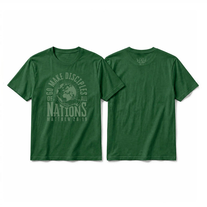 Christianartworkshop "Go Make Disciples of All Nations Matthew 28:19" Premium Short Sleeve T-Shirt - Dark Green - 2XL - image 7