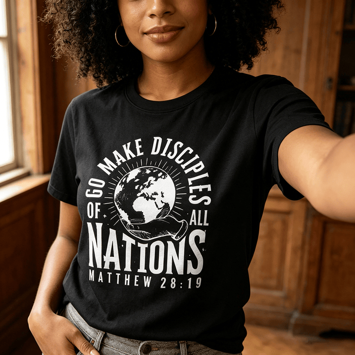 Christianartworkshop "Go Make Disciples of All Nations Matthew 28:19" Premium Short Sleeve T-Shirt - image 0