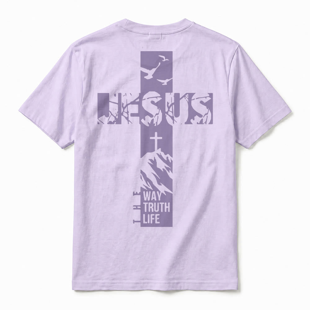 Christianartworkshop "JESUS" Mountain Cross Premium Short Sleeve T-Shirt - image 18