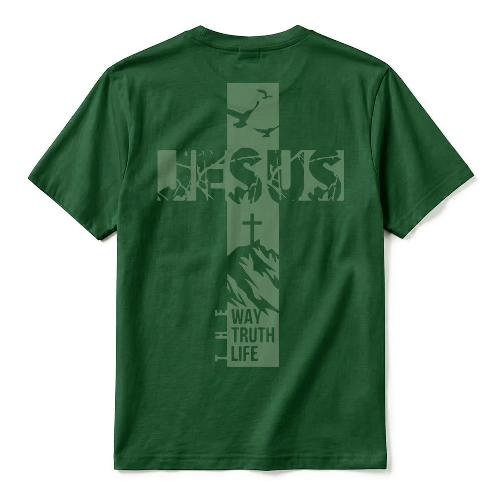 Christianartworkshop "JESUS" Mountain Cross Premium Short Sleeve T-Shirt - image 12