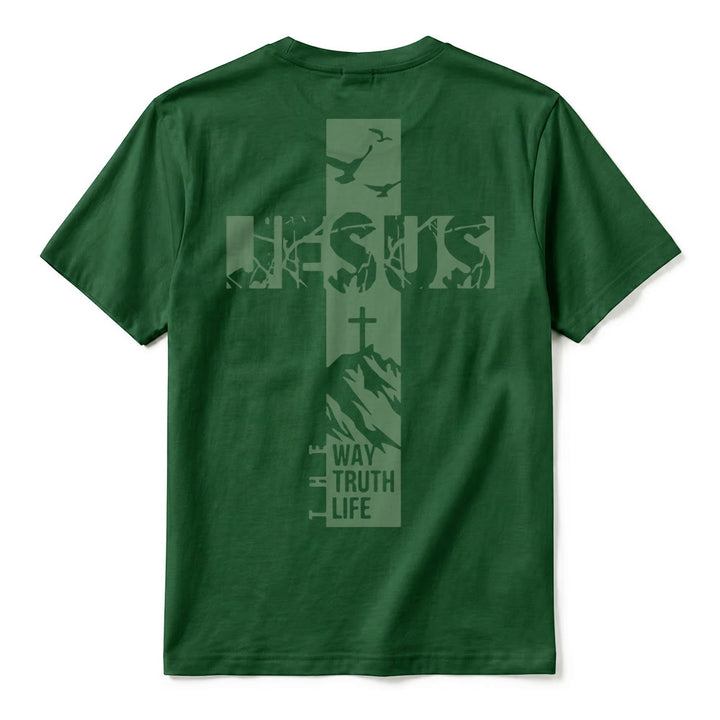 Christianartworkshop "JESUS" Mountain Cross Premium Short Sleeve T-Shirt - image 12