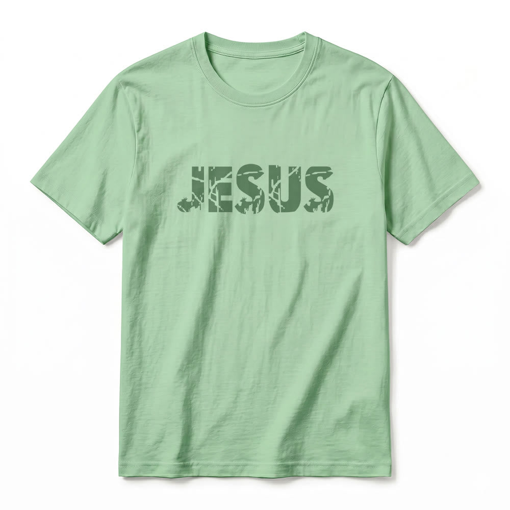 Christianartworkshop "JESUS" Mountain Cross Premium Short Sleeve T-Shirt - image 23