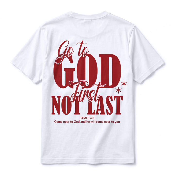 Christianartworkshop "Go to God First" Faith Reminder Premium Short Sleeve T-Shirt - image 3