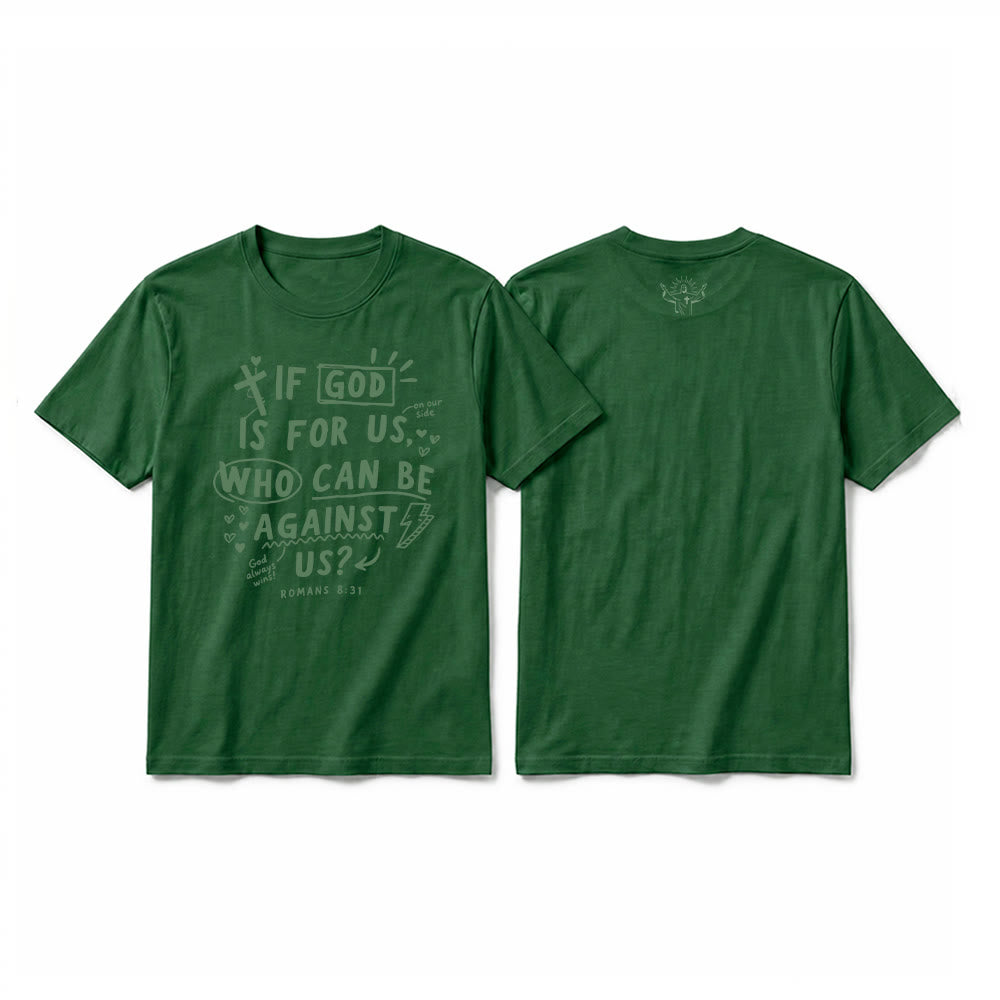 Christianartworkshop "If God Is For Us Who Can Be Against Us Romans 8:31" Premium Short Sleeve T-Shirt - Dark Green - 2XL - image 10