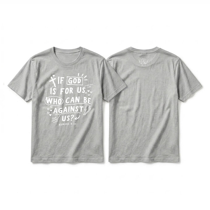 Christianartworkshop "If God Is For Us Who Can Be Against Us Romans 8:31" Premium Short Sleeve T-Shirt - Grey - 2XL - image 19
