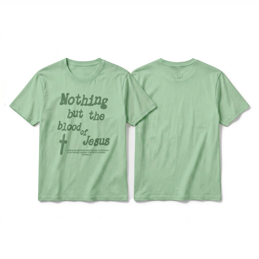 Christianartworkshop "Nothing but the blood of Jesus" Premium Short Sleeve T-Shirt - Light Green - 2XL - image 22