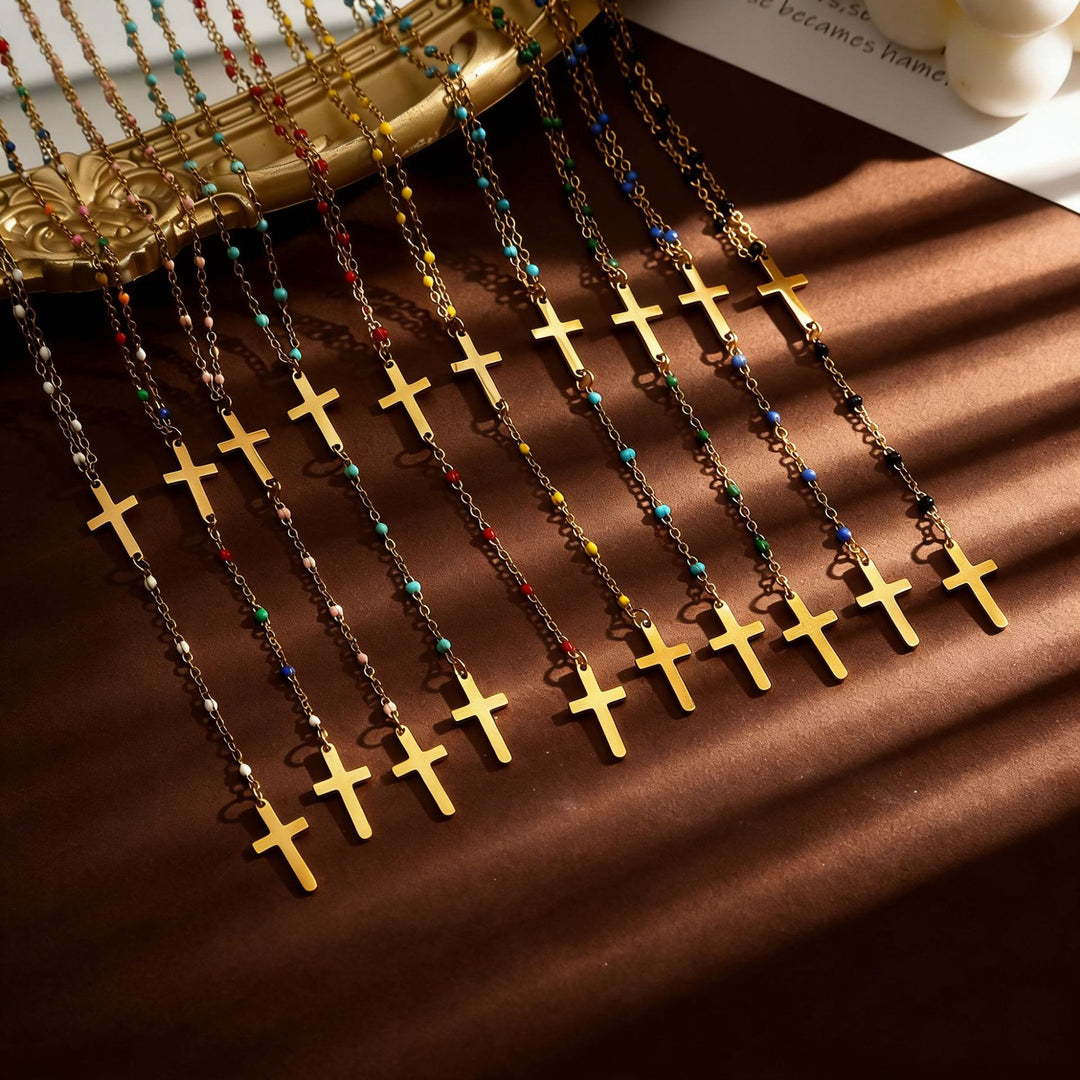 Christianartworkshop Layered Cross Drop Necklace: Embodying Steadfast Grace and Heavenly Blessing - image 3