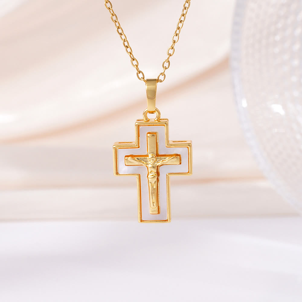Christianartworkshop Layered Crucifix Cross Pendant Necklace: A Symbol of Redemption and Everlasting Grace - Golden - image 3