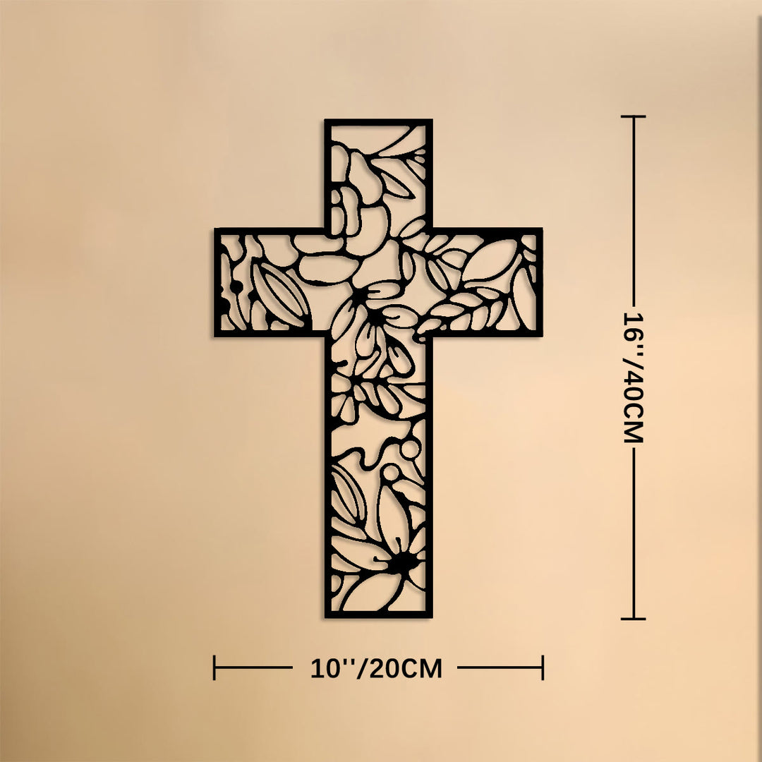 Christianartworkshop Floral Hollow Cross Metal Wall Decor: Emblem of Eternal Hope and Grace - 16''*8''*0.04''/40*20*0.1cm - image 6