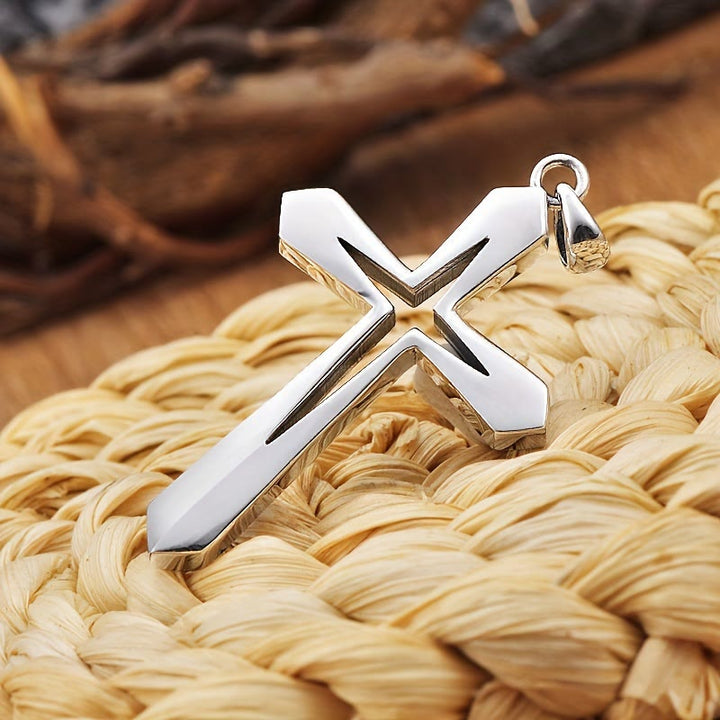 Christianartworkshop Sleek Contoured Cross Charm Necklace: Embodying Steadfast Grace and Heavenly Blessing - image 2