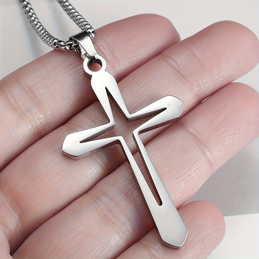 Christianartworkshop Sleek Contoured Cross Charm Necklace: Embodying Steadfast Grace and Heavenly Blessing - image 7