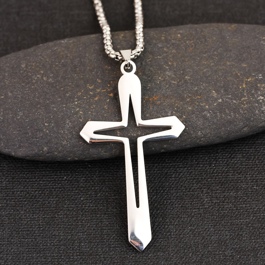 Christianartworkshop Sleek Contoured Cross Charm Necklace: Embodying Steadfast Grace and Heavenly Blessing - image 3