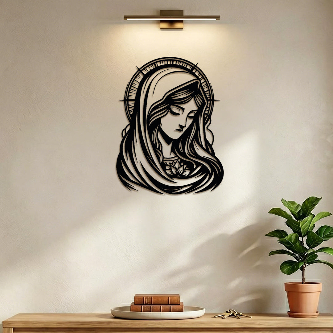 Christianartworkshop Serene Our Lady Halo Metal Wall Art: Emblem of Tender Maternal Grace - image 3